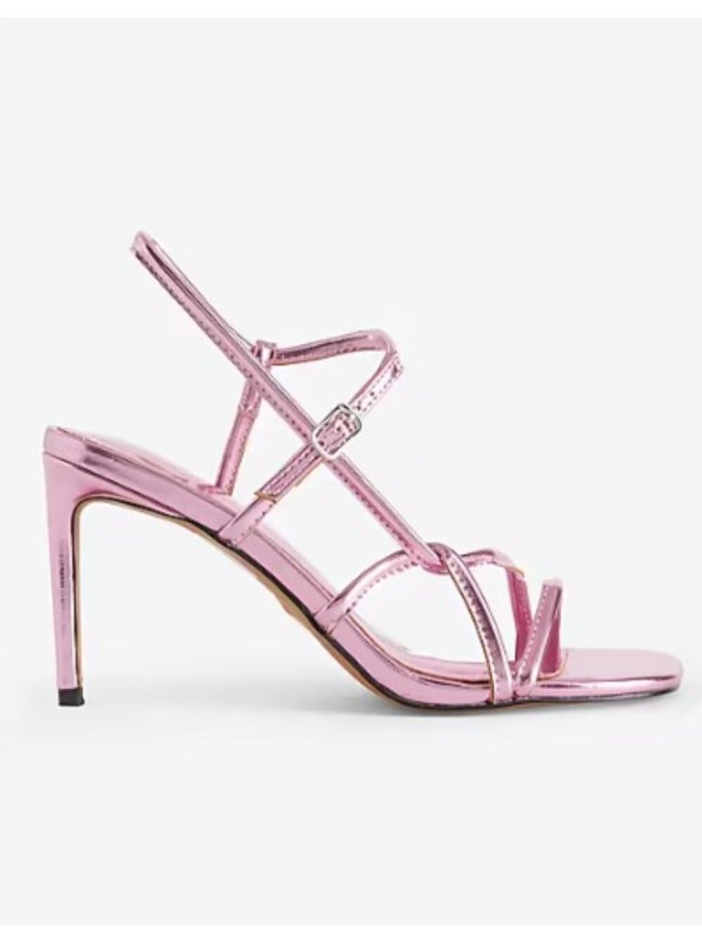 NWT Express Metallic Pink Strappy Mid Heeled Sandals - Size 7